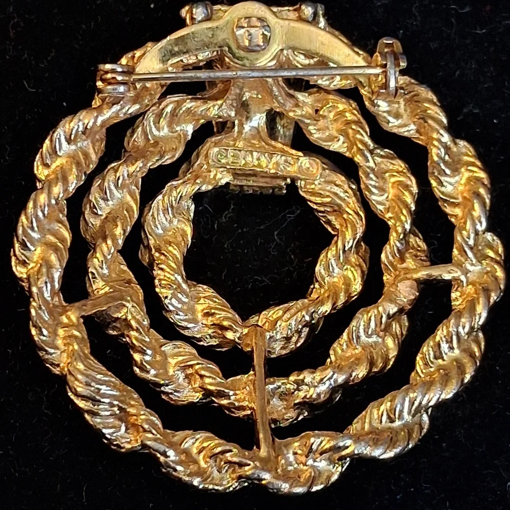 Vintage Gerry's Goldtone Twisted Rope  Brooch